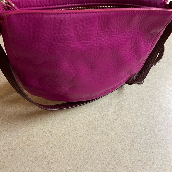 Isaac Mizrahi Vibrant Pink and Rich Brown Crossbody Bag - Picture 7 of 7